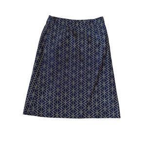 BODEN Navy Tan Cotton Blend Skirt Size 8